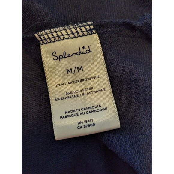 Splendid Henley Tunic Top Womens M Navy Blue Long Sleeve Ribbed Hem Side Splits - Picture 7 of 8